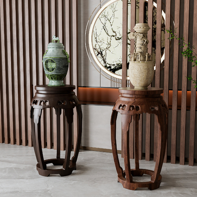 新中式边几su模型