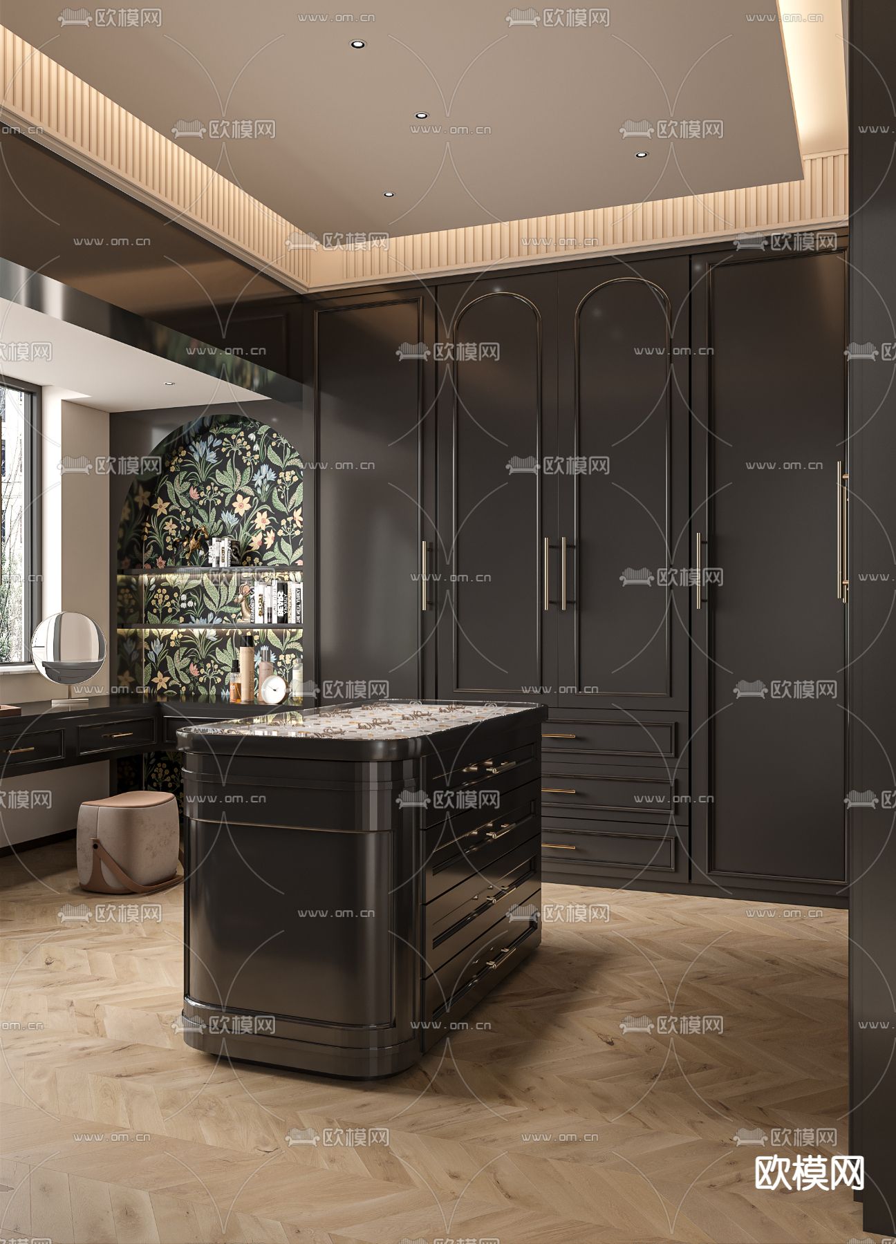 暗黑风衣帽间 换衣间3d模型下载（渲染图3）