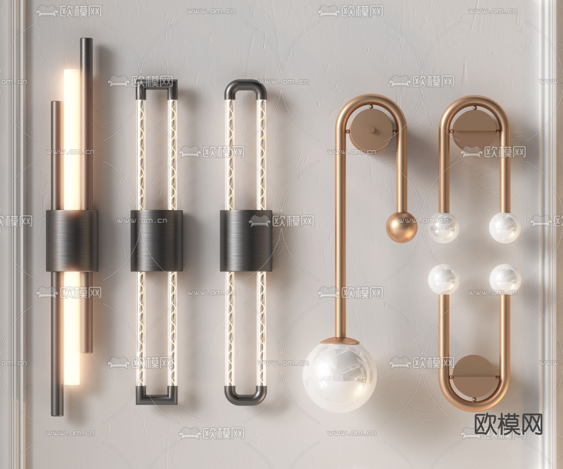 现代壁灯su模型下载（渲染图1）