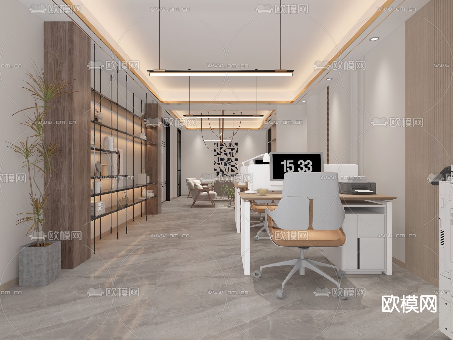 办公室前台 接待3d模型下载（渲染图2）