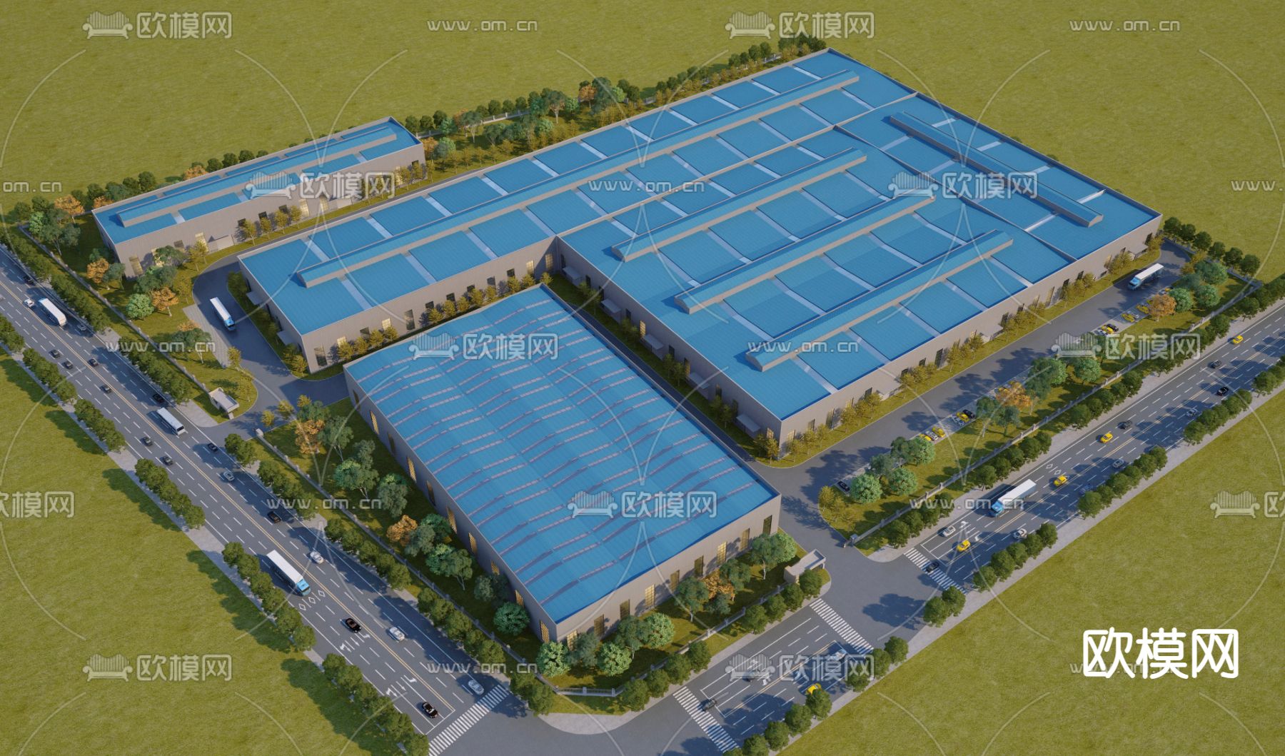 厂房鸟瞰3d模型下载