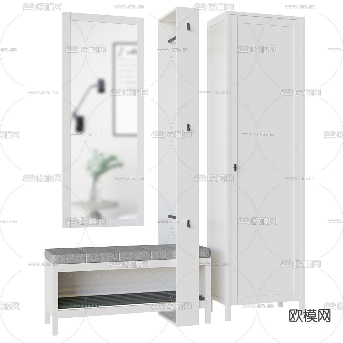 现代玄关鞋柜3d模型下载（渲染图1）