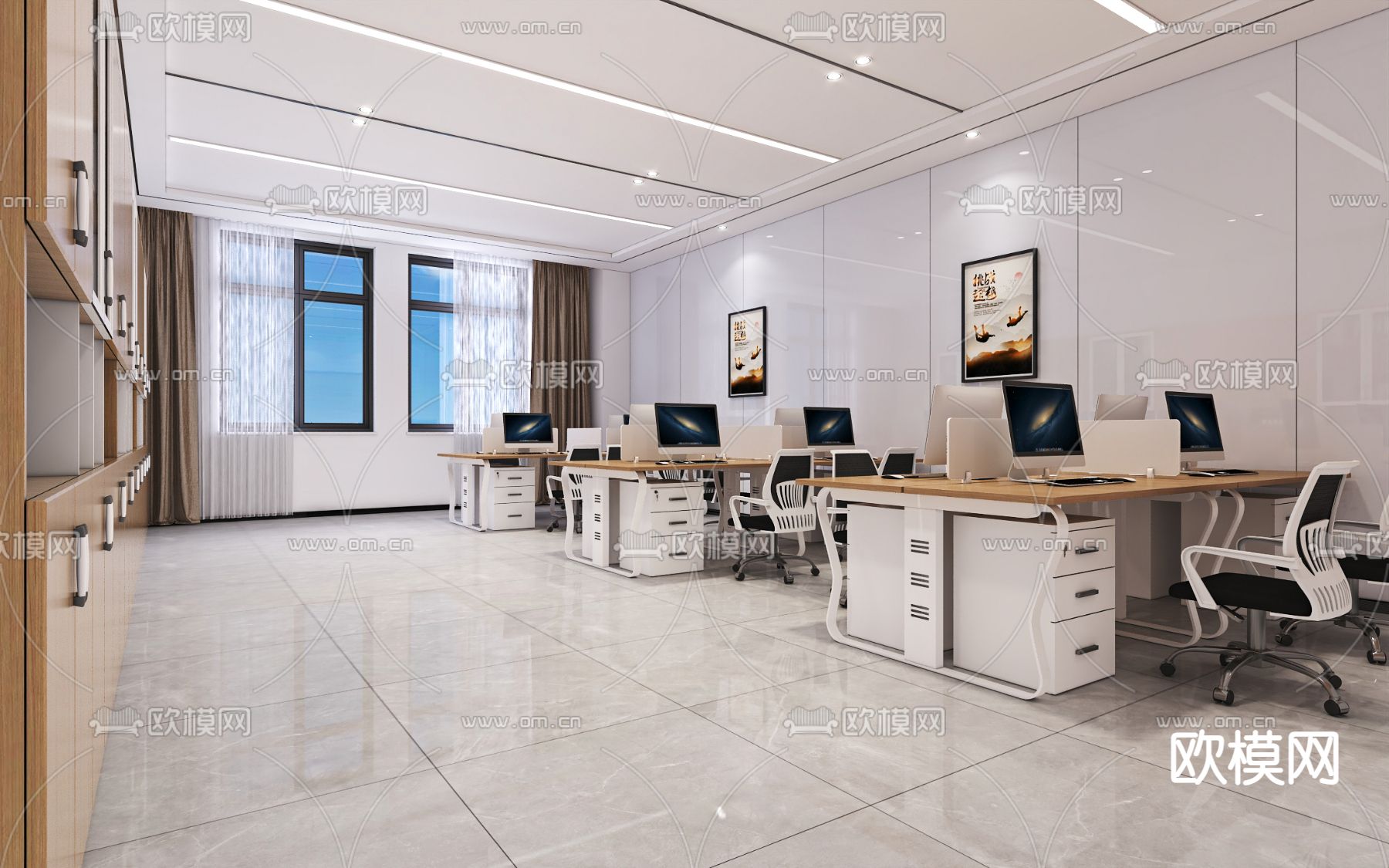 公共办公区 办公室3d模型下载（渲染图2）