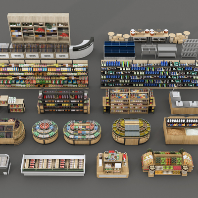 现代超市货架su模型