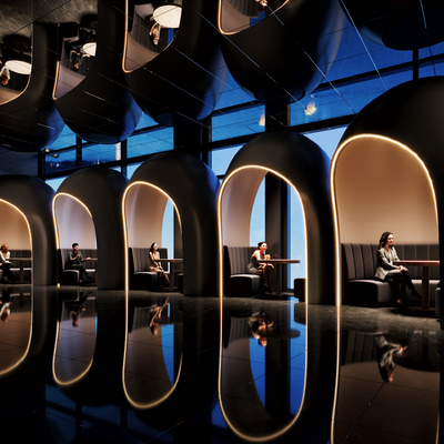  现代休息区 酒店休息区su模型 