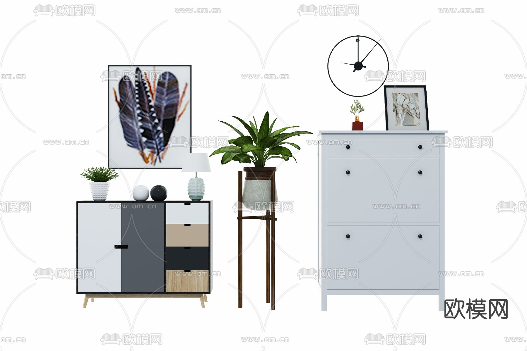 北欧玄关柜 端景柜3d模型下载