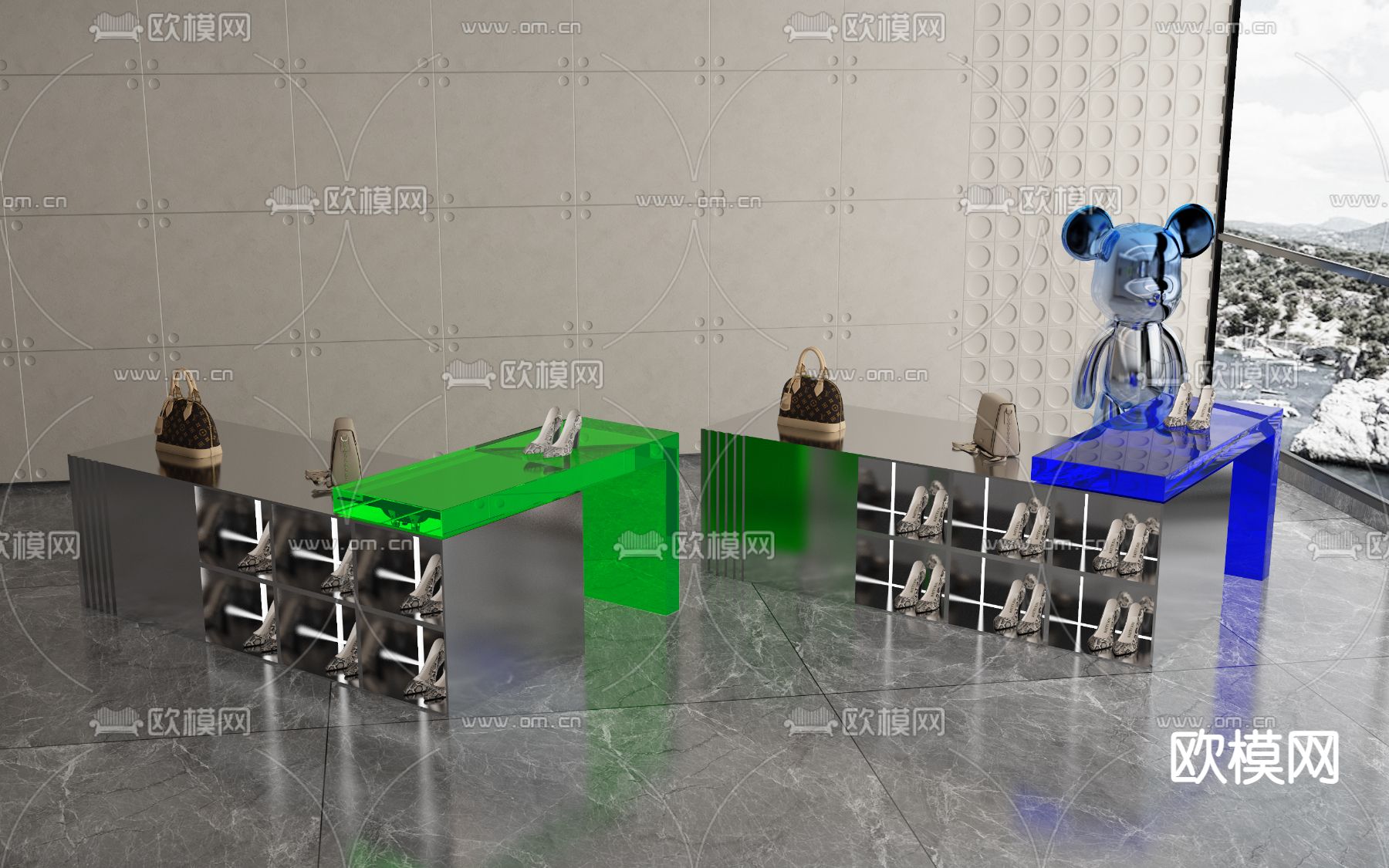 服装店展示台3d模型下载