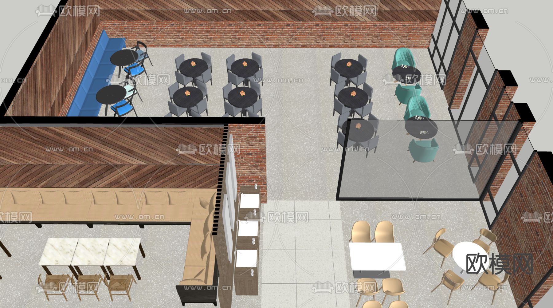 自助餐厅su模型下载（渲染图4）