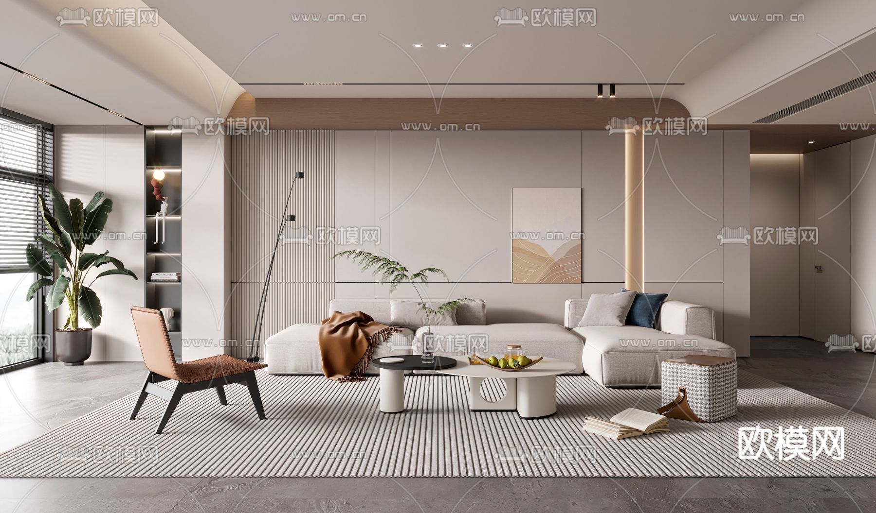 现代客厅3d模型下载