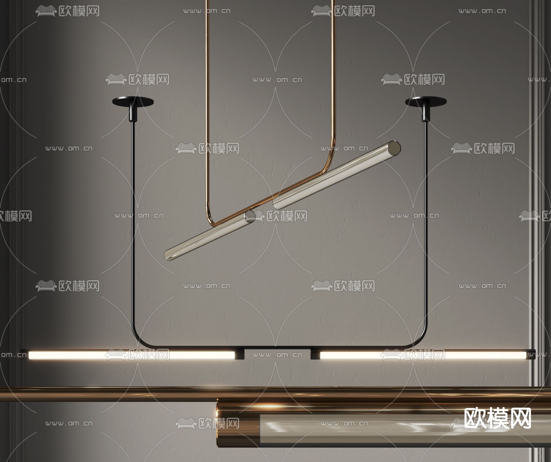 条形吊灯3d模型下载