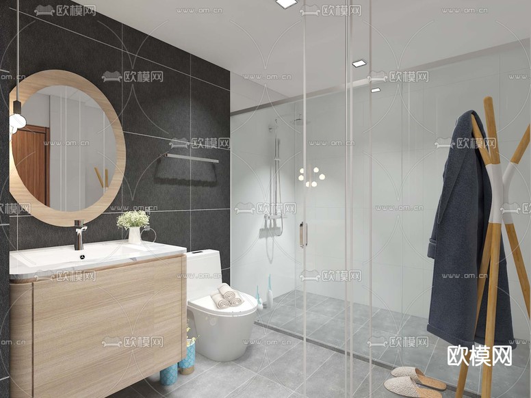 现代卫生间 浴室 洗手间3d模型下载