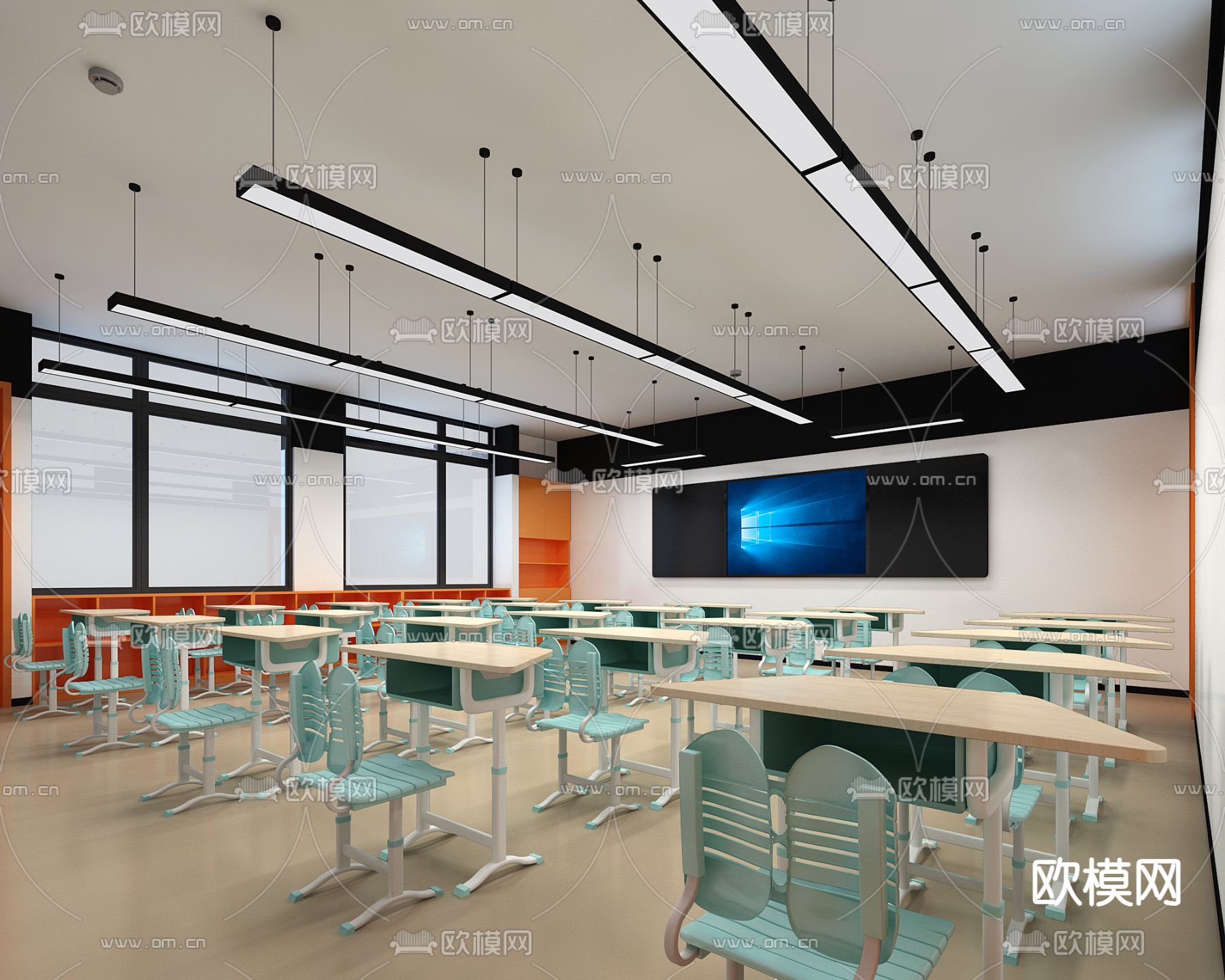 现代学校 教室3d模型下载