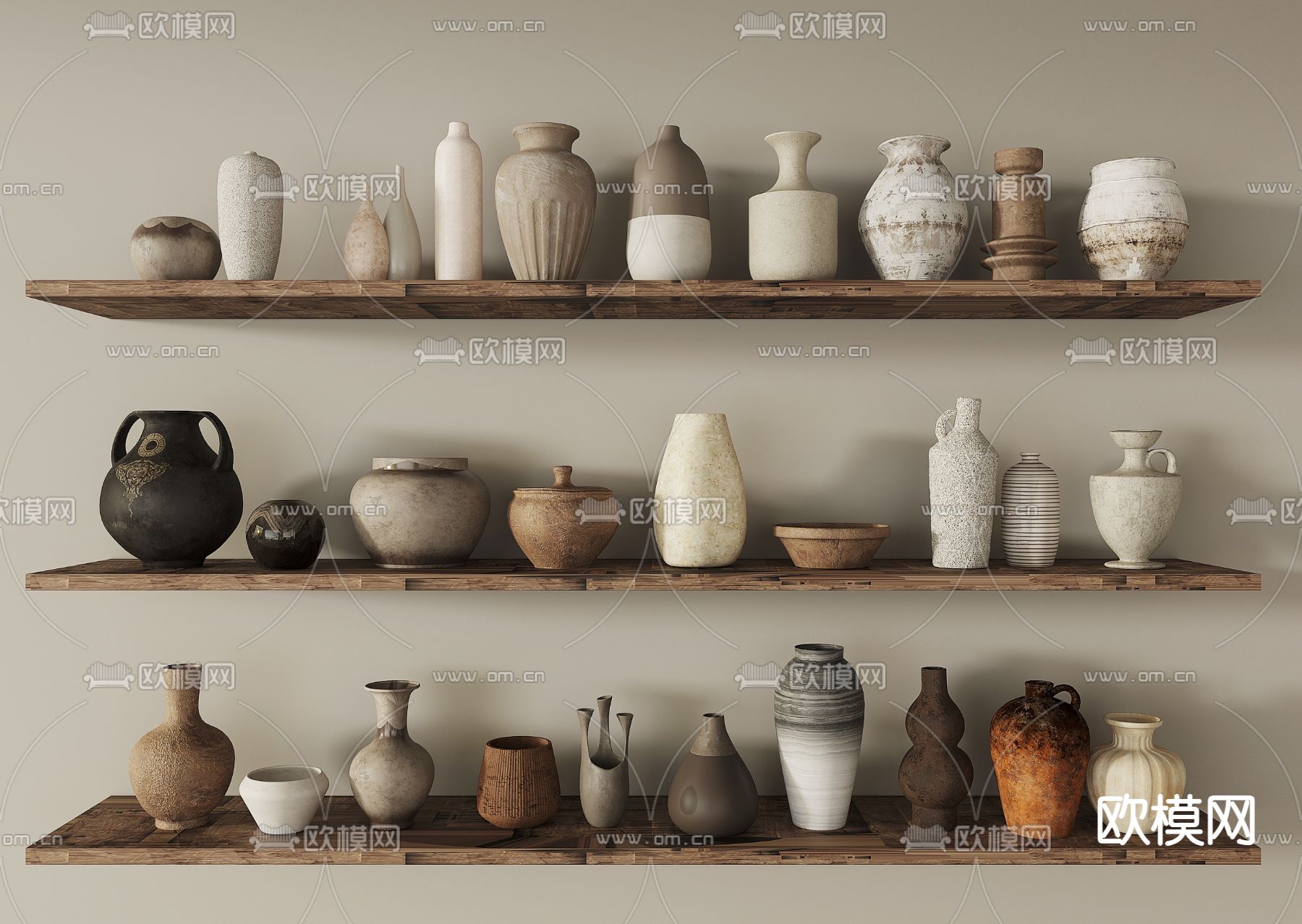 侘寂陶罐 陶瓷 陶器 花瓶 器皿3d模型下载