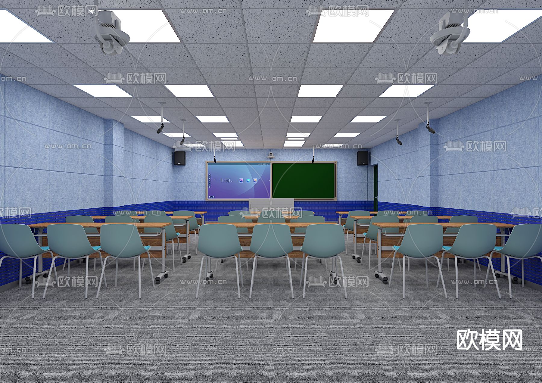 录播教室3d模型下载（渲染图1）