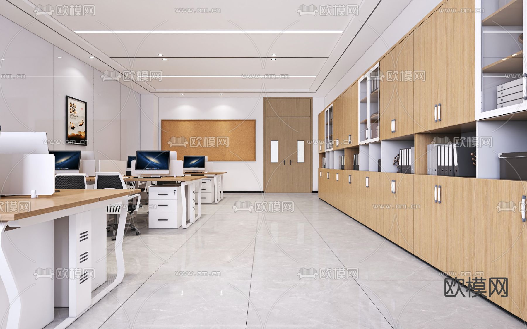 公共办公区 办公室3d模型下载（渲染图1）