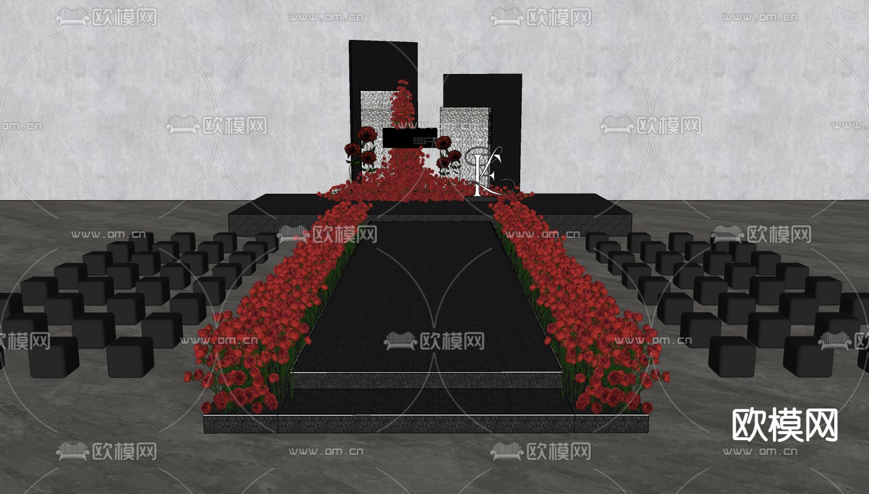 玫瑰婚礼美陈su模型下载（渲染图1）