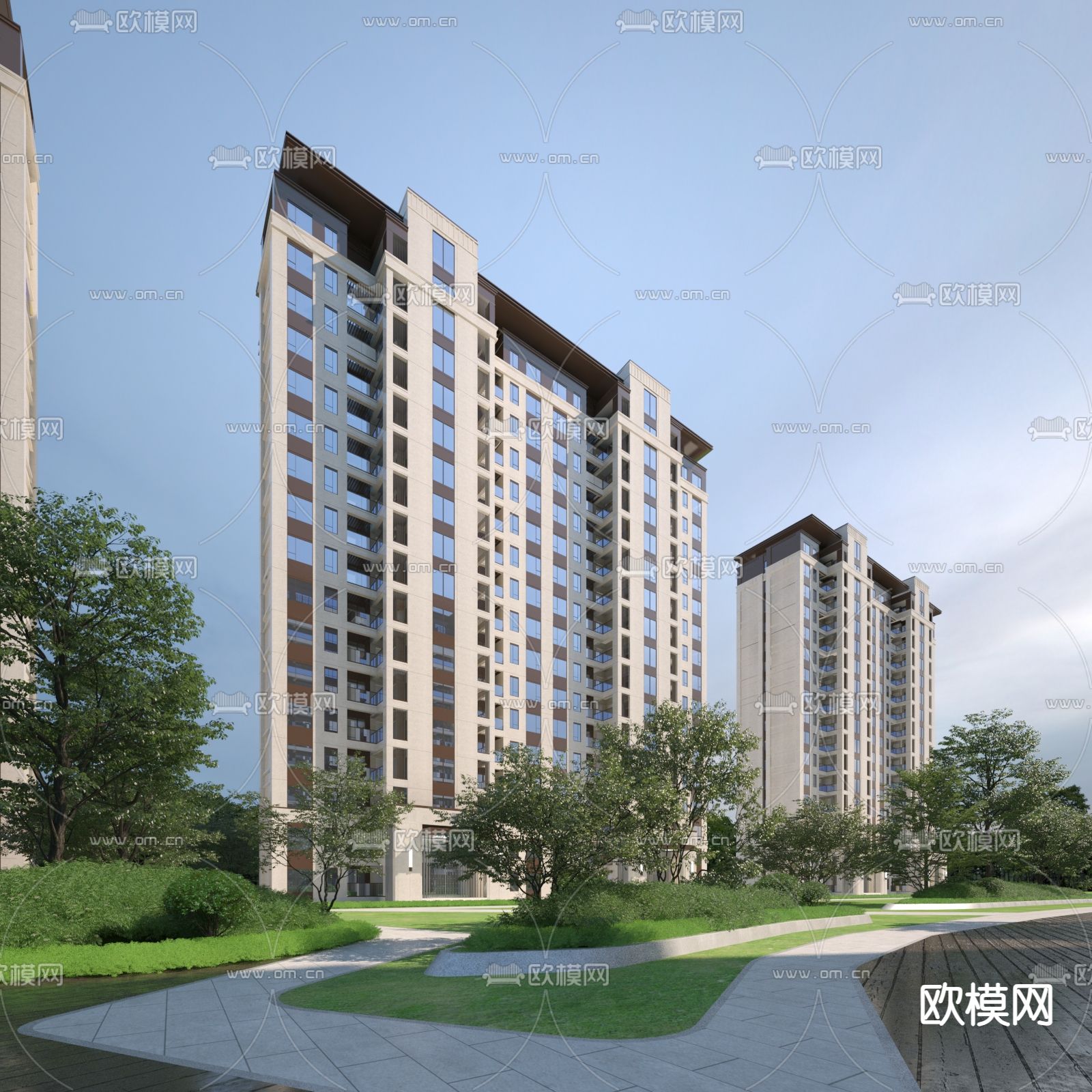 住宅楼外观3d模型下载