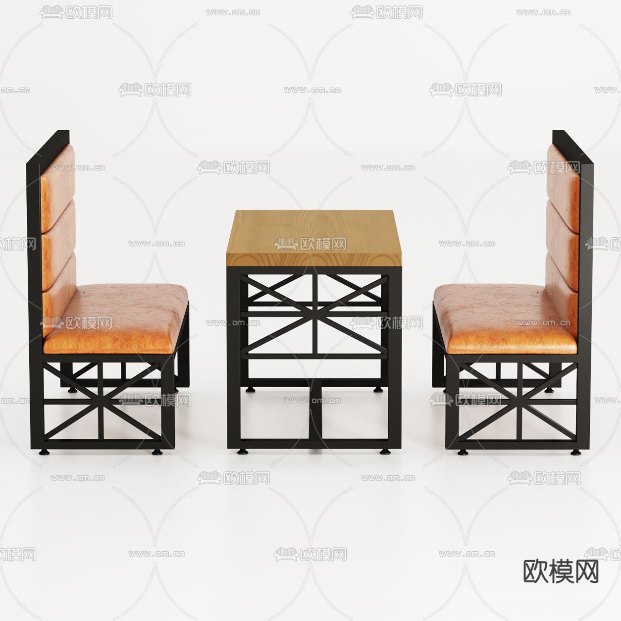 工业风卡座 卡位沙发3d模型下载（渲染图2）