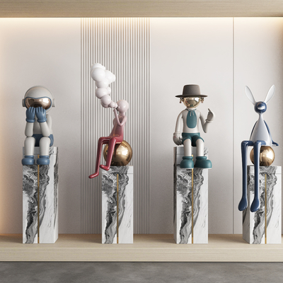  现代雕塑 摆件 潮玩公仔su模型 