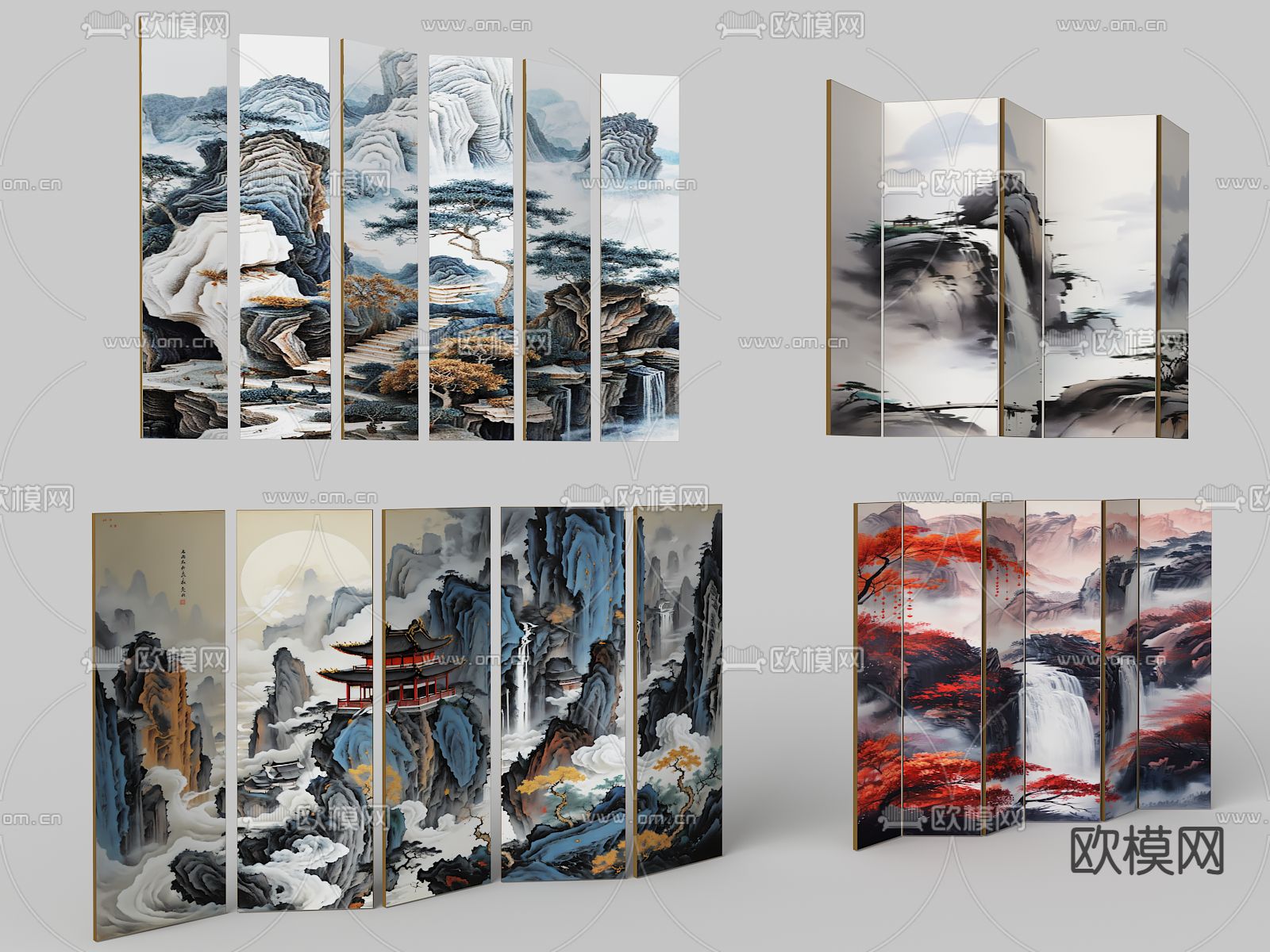 中式屏风 插屏 隔断3d模型下载