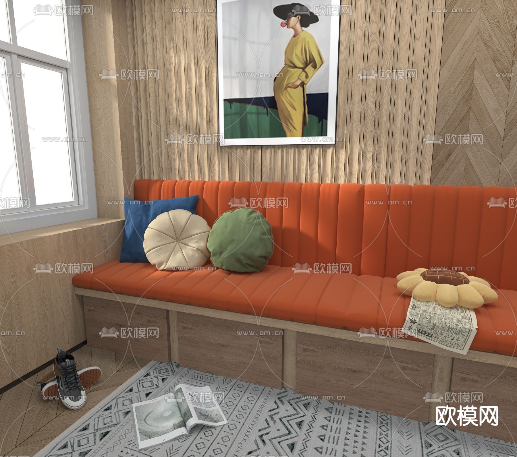 卡座沙发3d模型下载