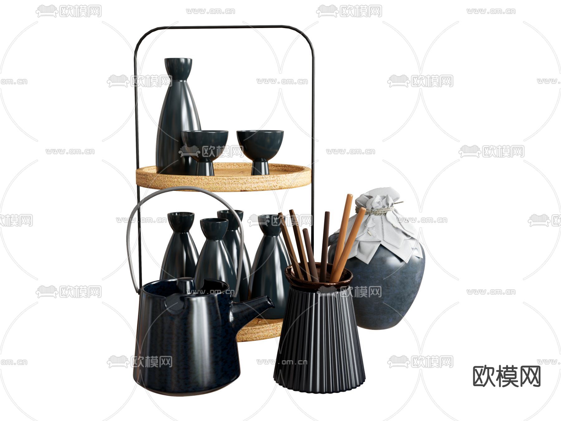 餐具酒具 酒瓶 酒壶su模型下载（渲染图2）
