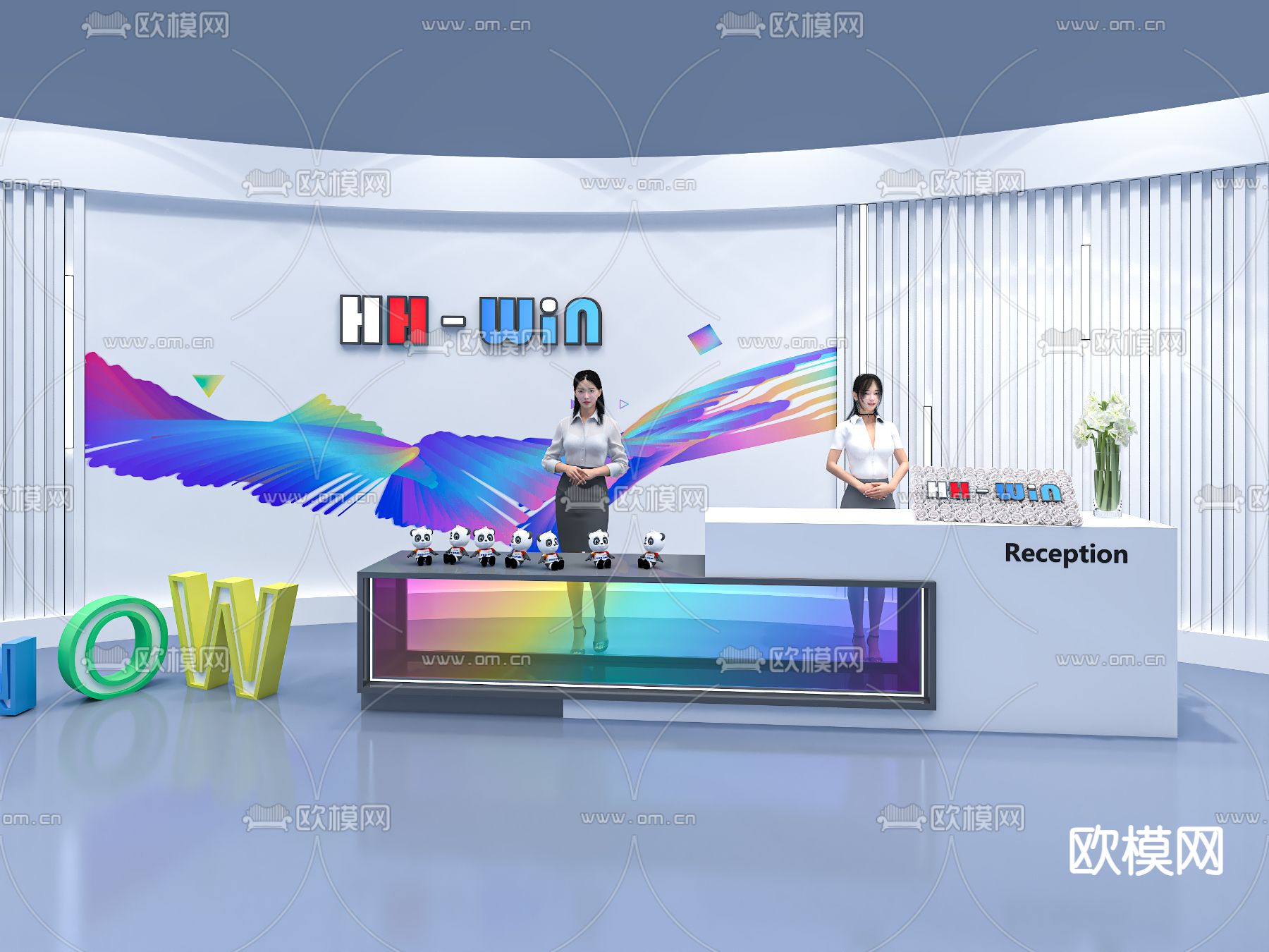 活动前台 接待台3d模型下载（渲染图2）