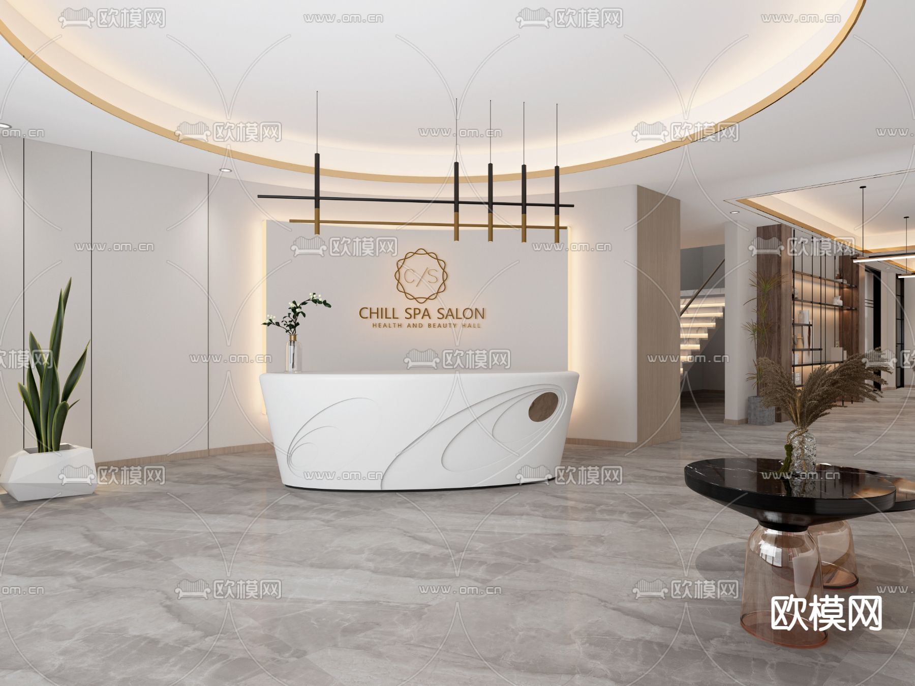 办公室前台 接待3d模型下载（渲染图1）