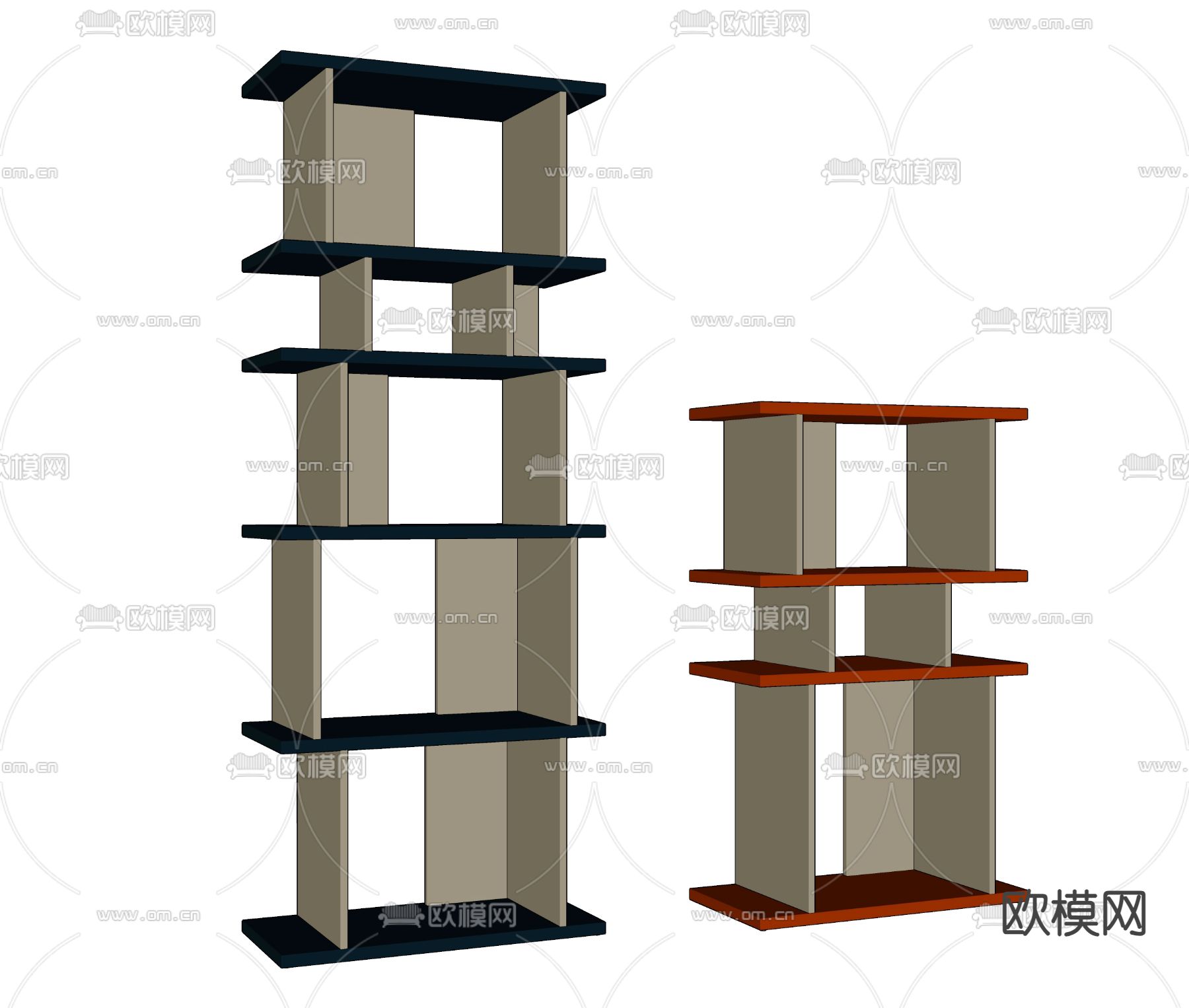 现代书架su模型下载（渲染图1）