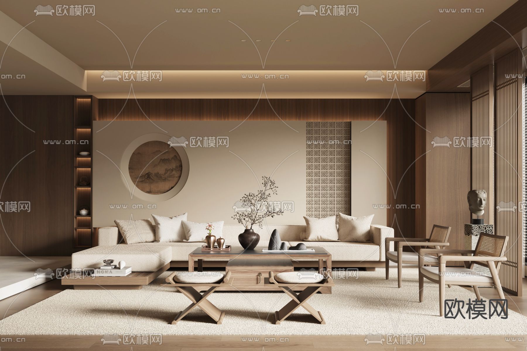 新中式客厅 宋氏美学3d模型下载