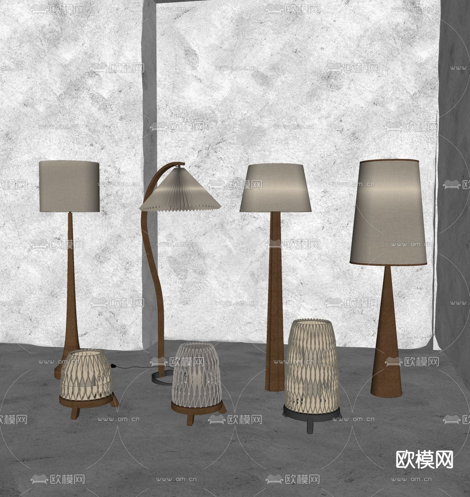 现代落地灯su模型下载（渲染图1）