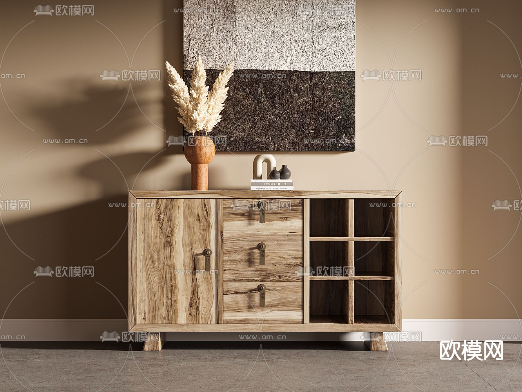 侘寂风边柜 端景柜3d模型下载