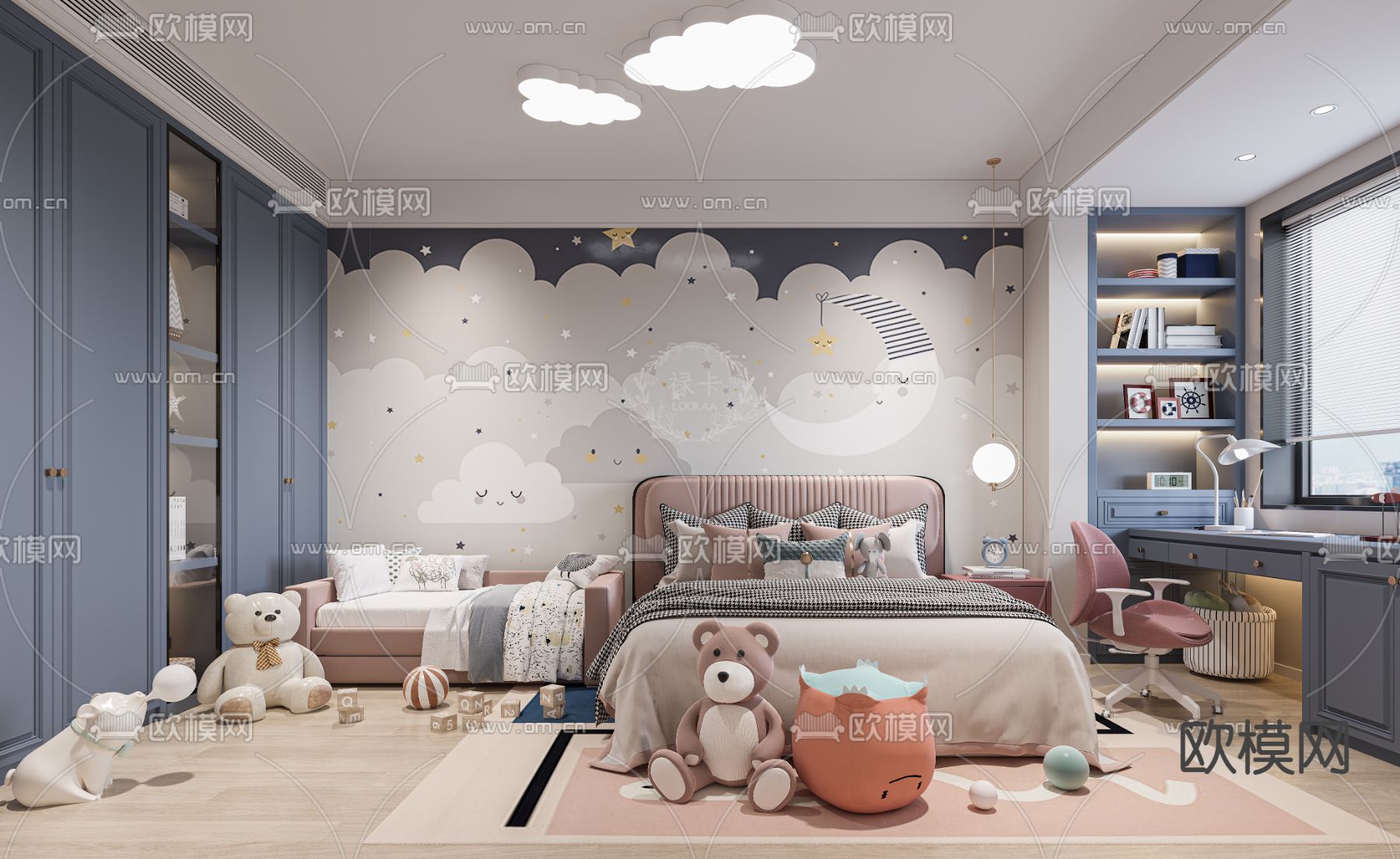 现代儿童房 小孩房3d模型下载