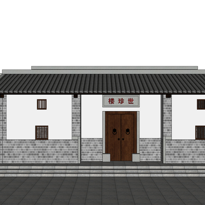  古建筑古街道su模型 