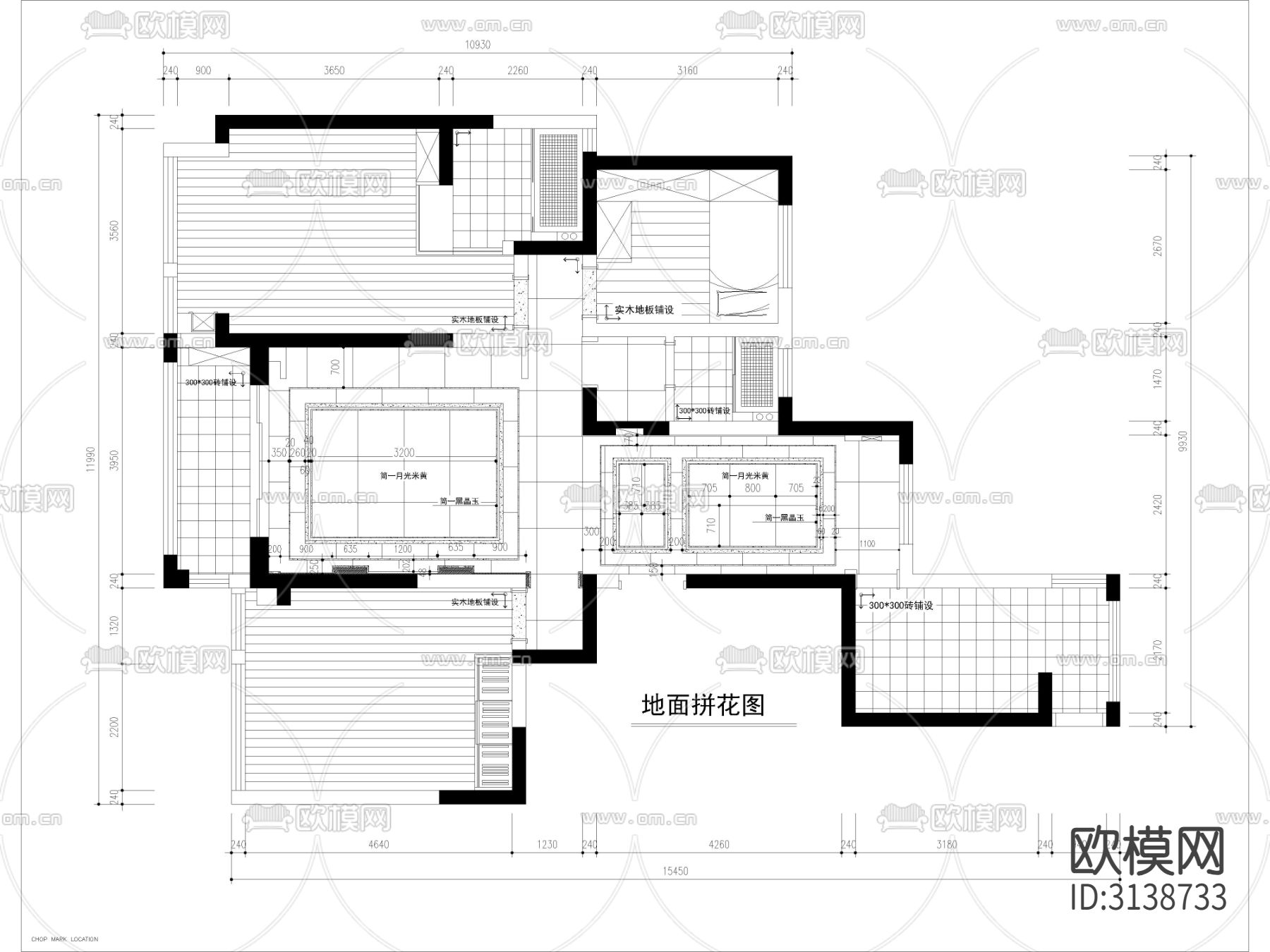 现代家装全套施工图 平面布置图 水电路图 顶面造型吊顶图cad施工图下载（渲染图2）
