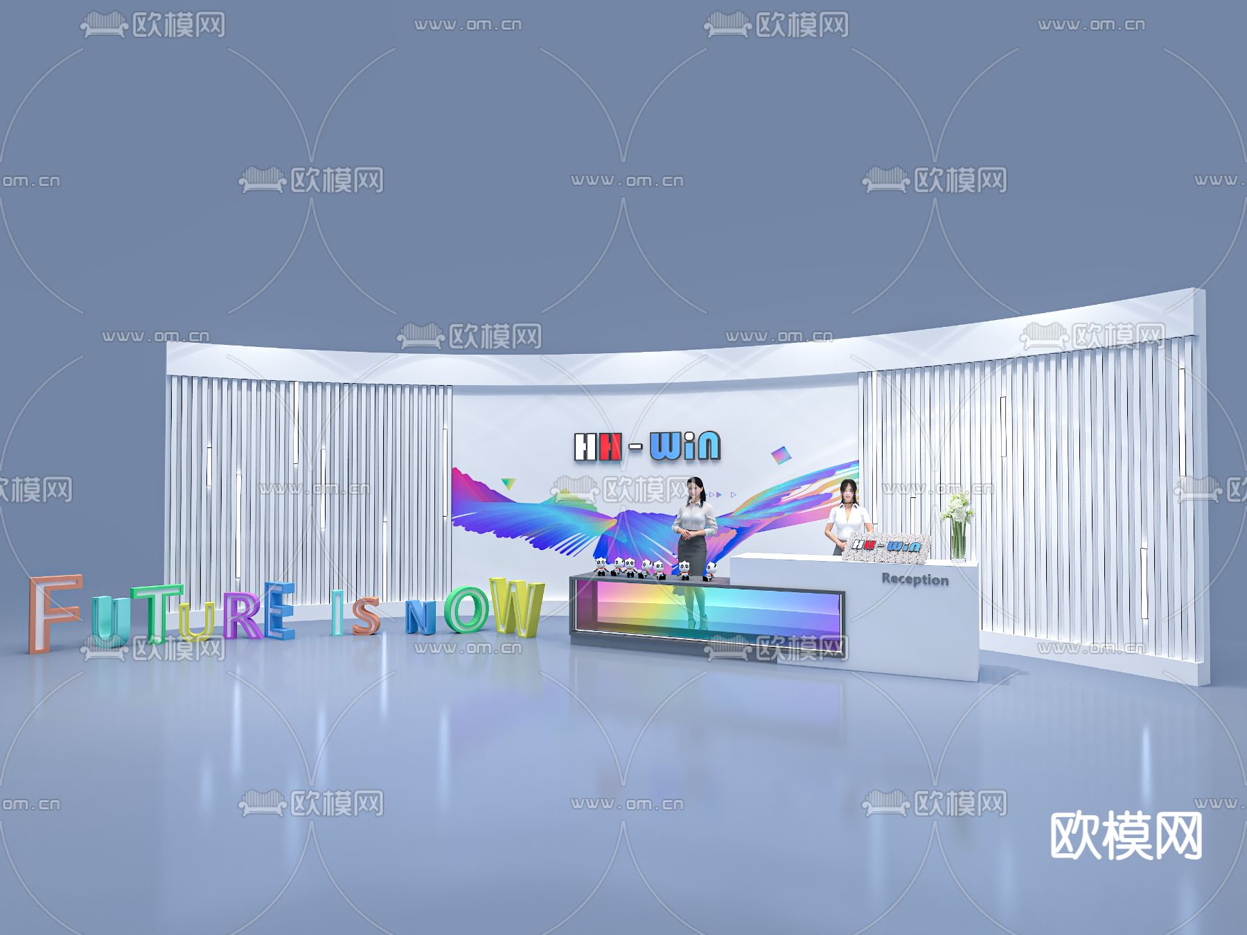 活动前台 接待台3d模型下载（渲染图1）