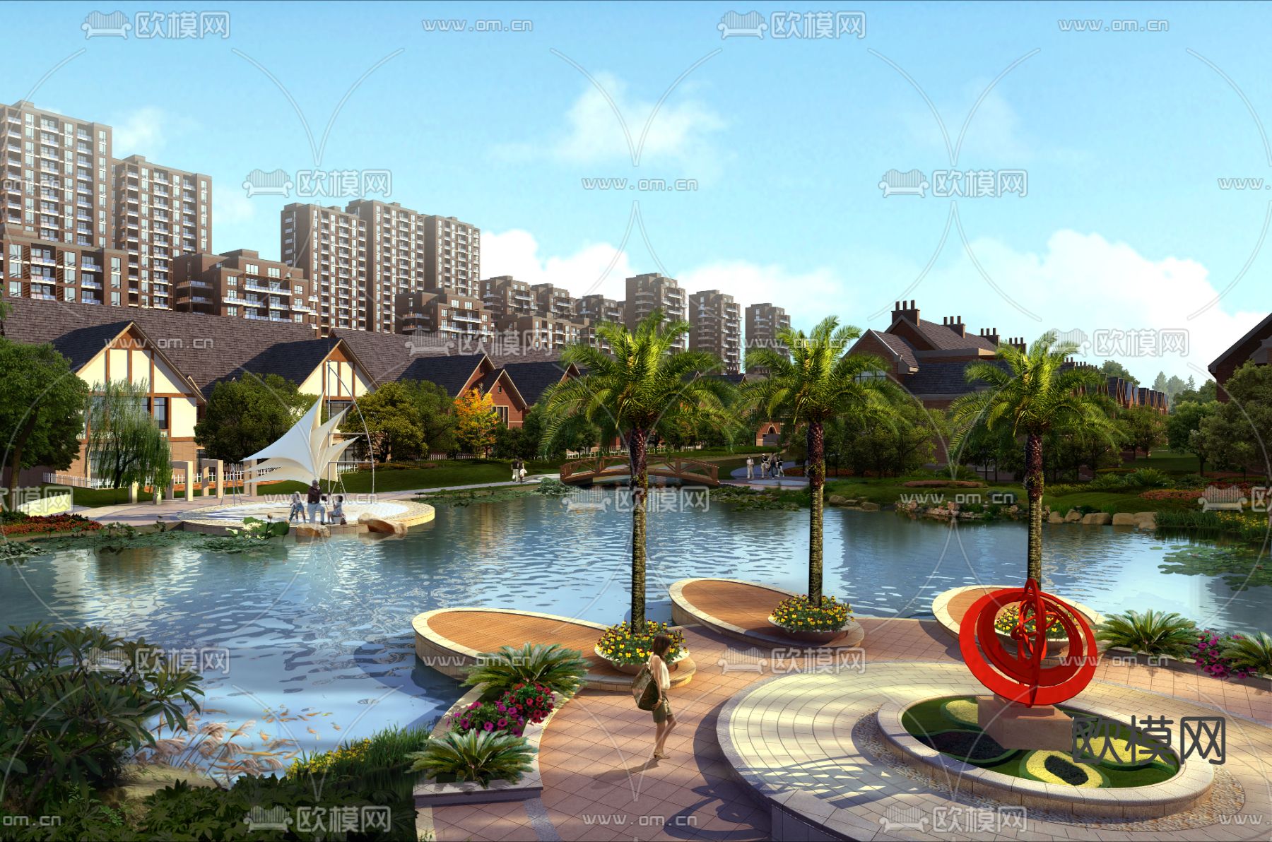 现代湿地公园园林景观3d模型下载