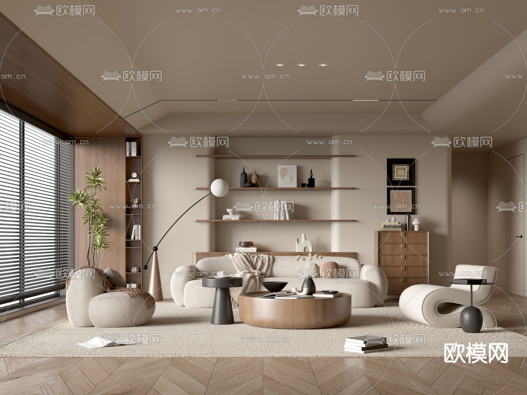 侘寂风客厅3d模型下载