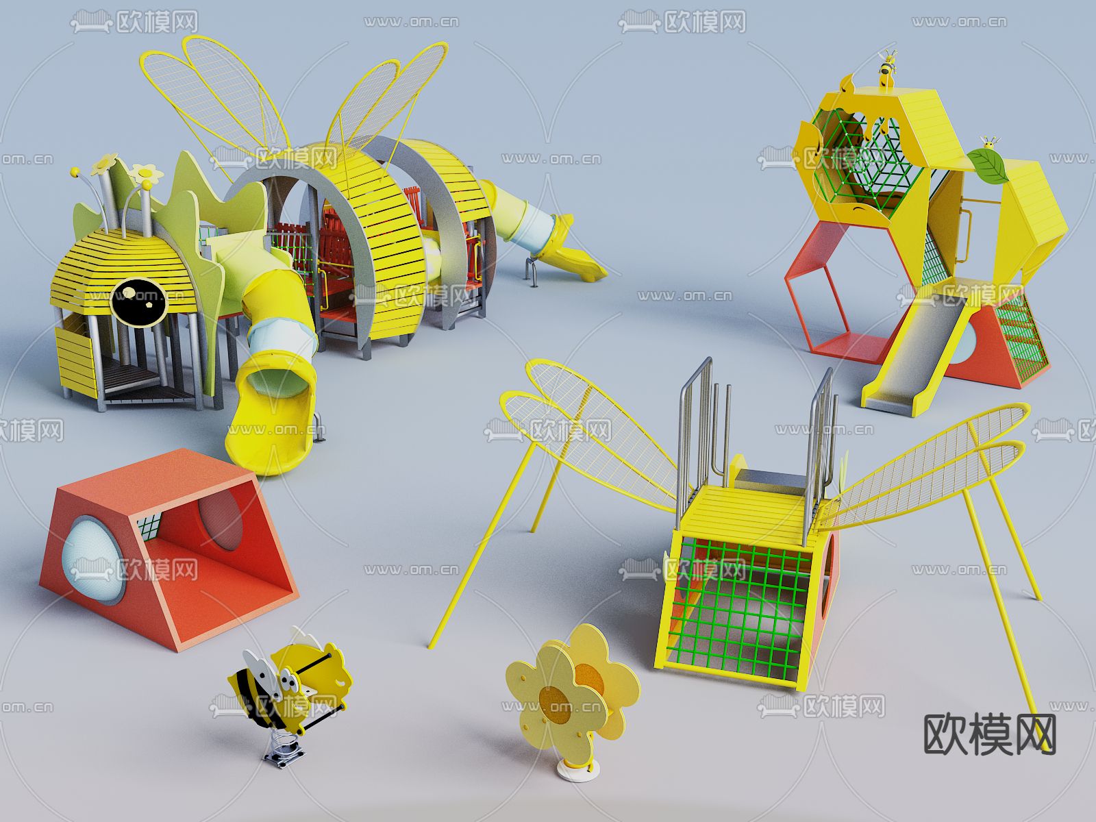 蜜蜂主题设备 游乐设施3d模型下载
