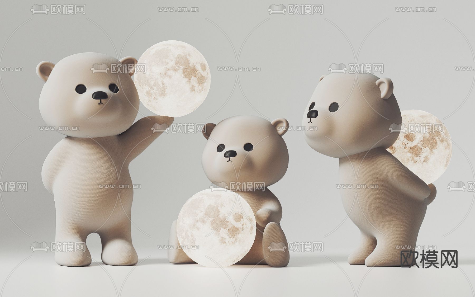 小熊台灯  装饰灯3d模型下载