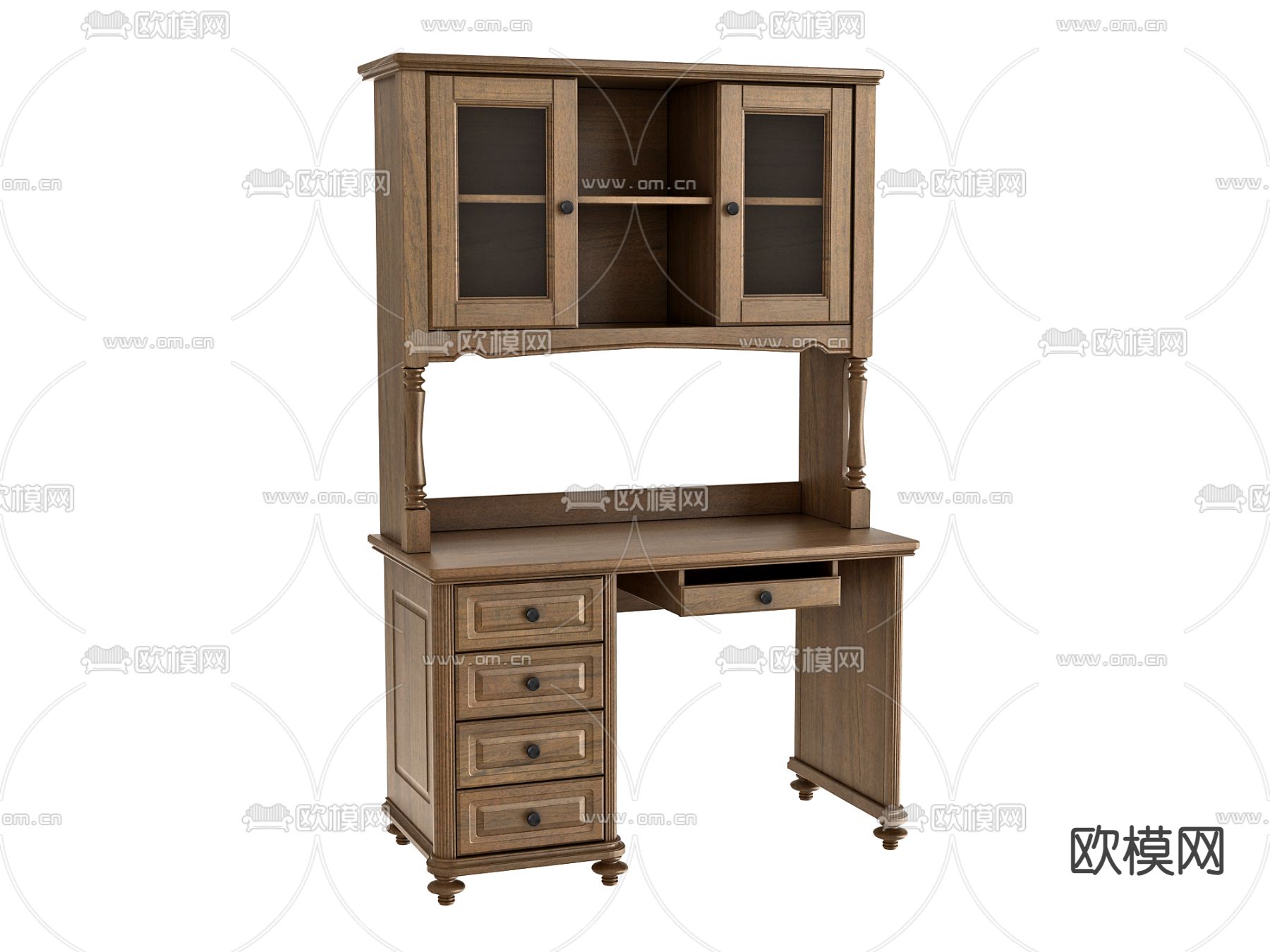 实木书桌 电脑桌3d模型下载