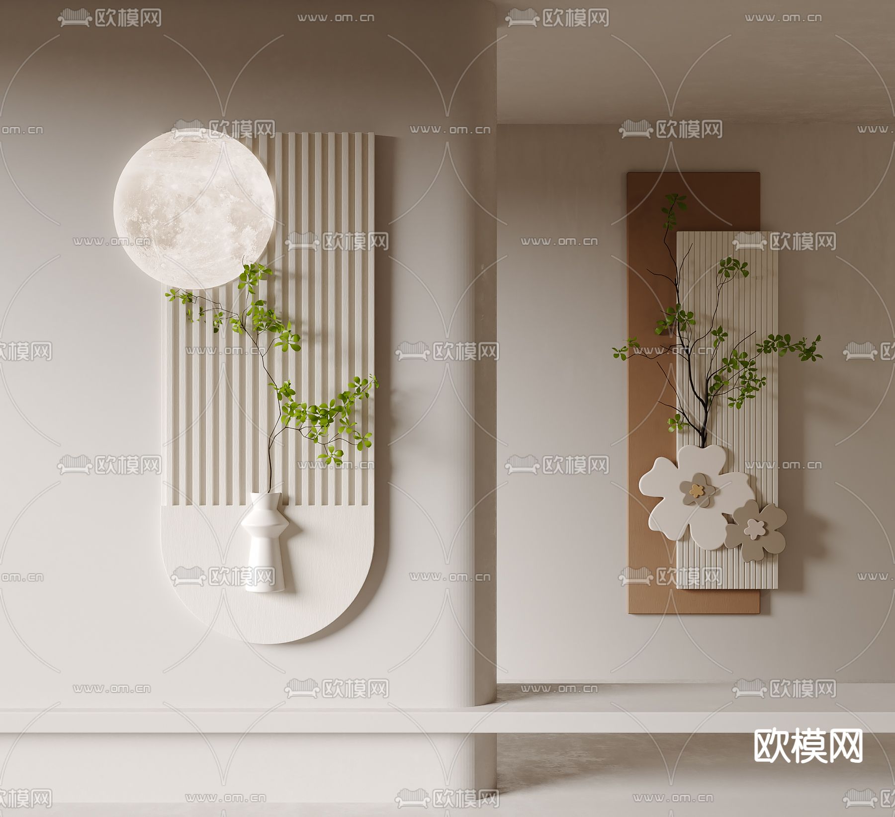 现代墙饰挂件3d模型下载