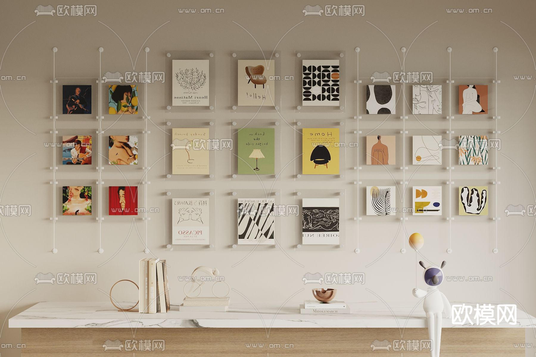 亚克力挂画 装饰画 艺术画3d模型下载