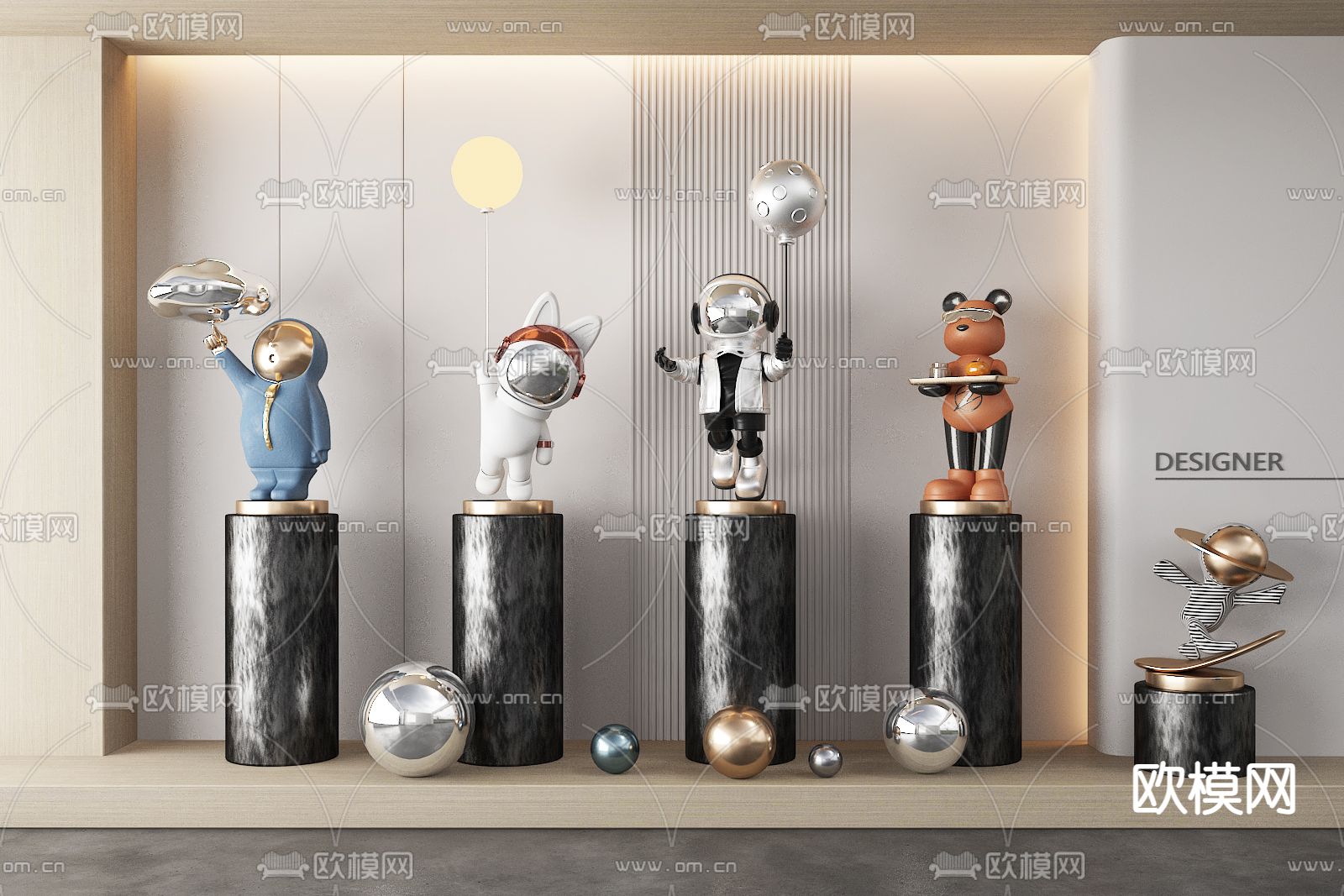 现代雕塑 潮玩公仔su模型下载（渲染图1）