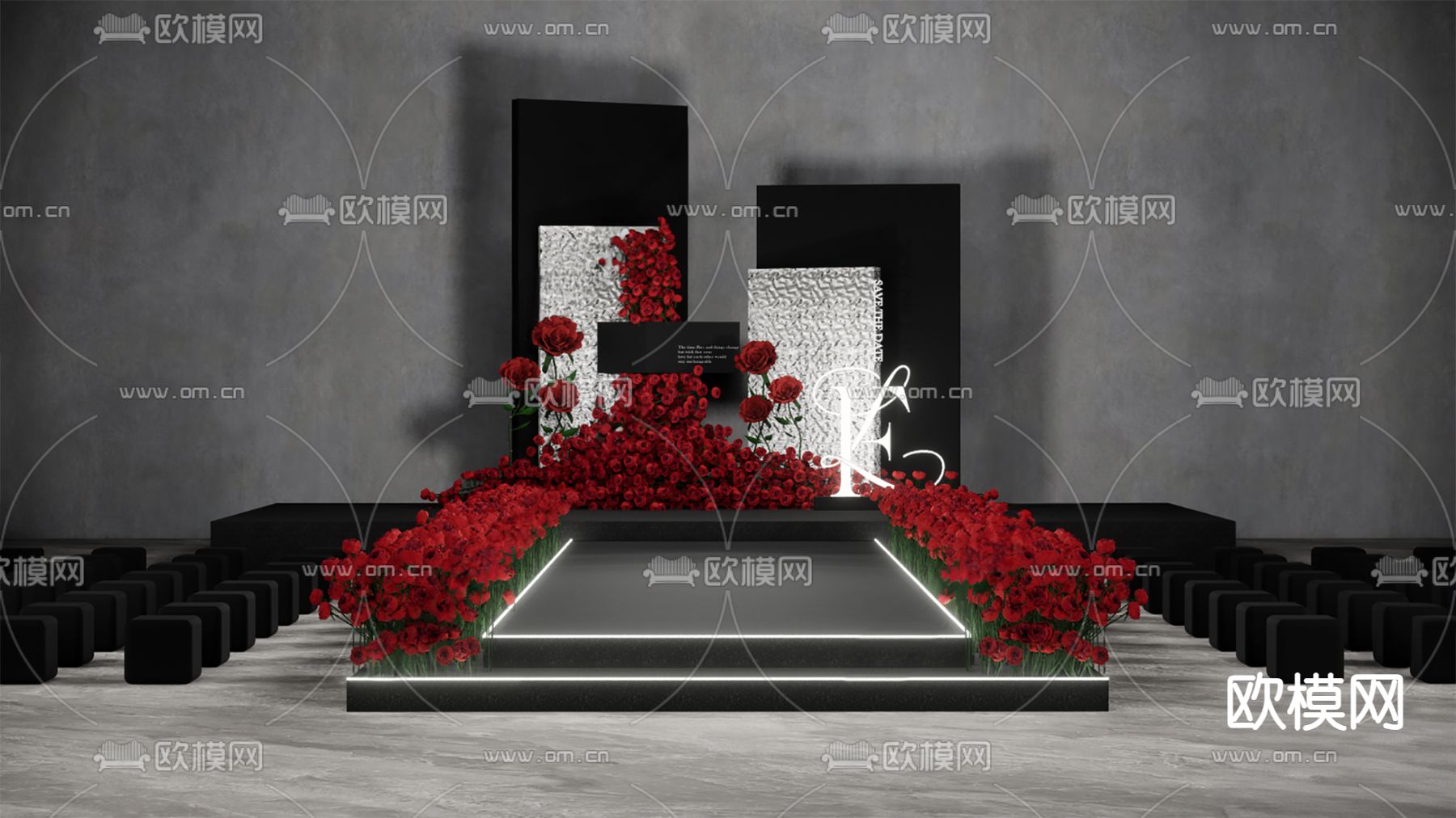 玫瑰婚礼美陈su模型下载（渲染图2）