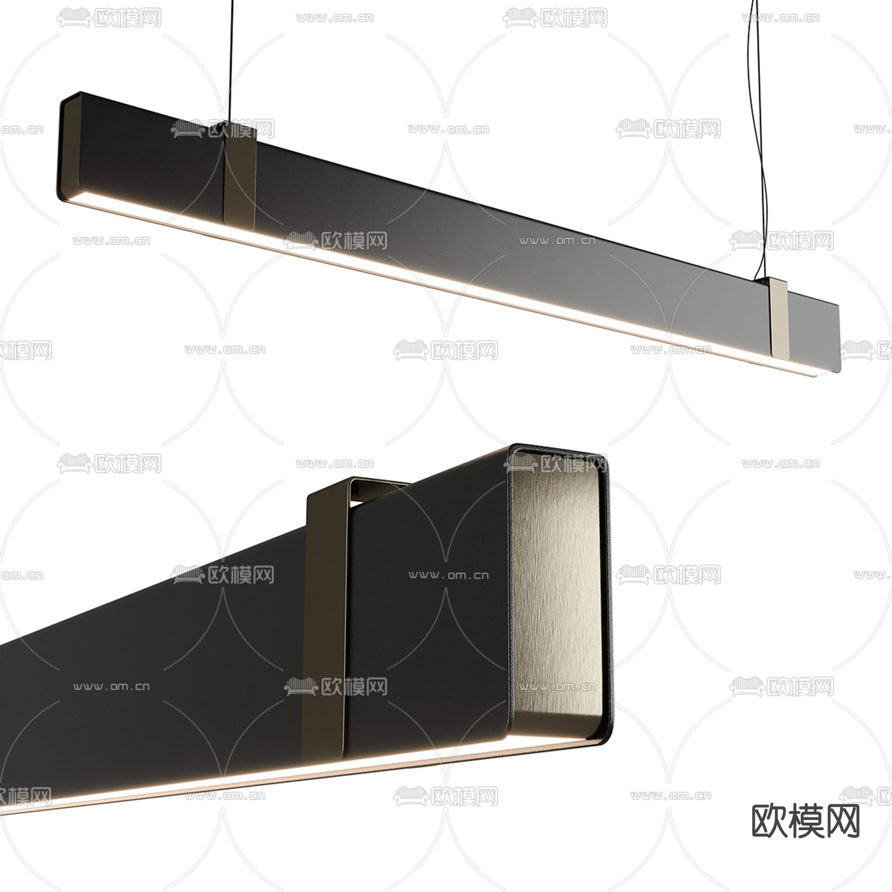 长条吊灯 办公吊灯3d模型下载（渲染图1）