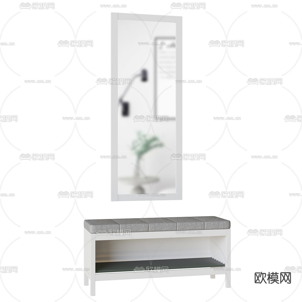 现代玄关鞋柜3d模型下载（渲染图2）