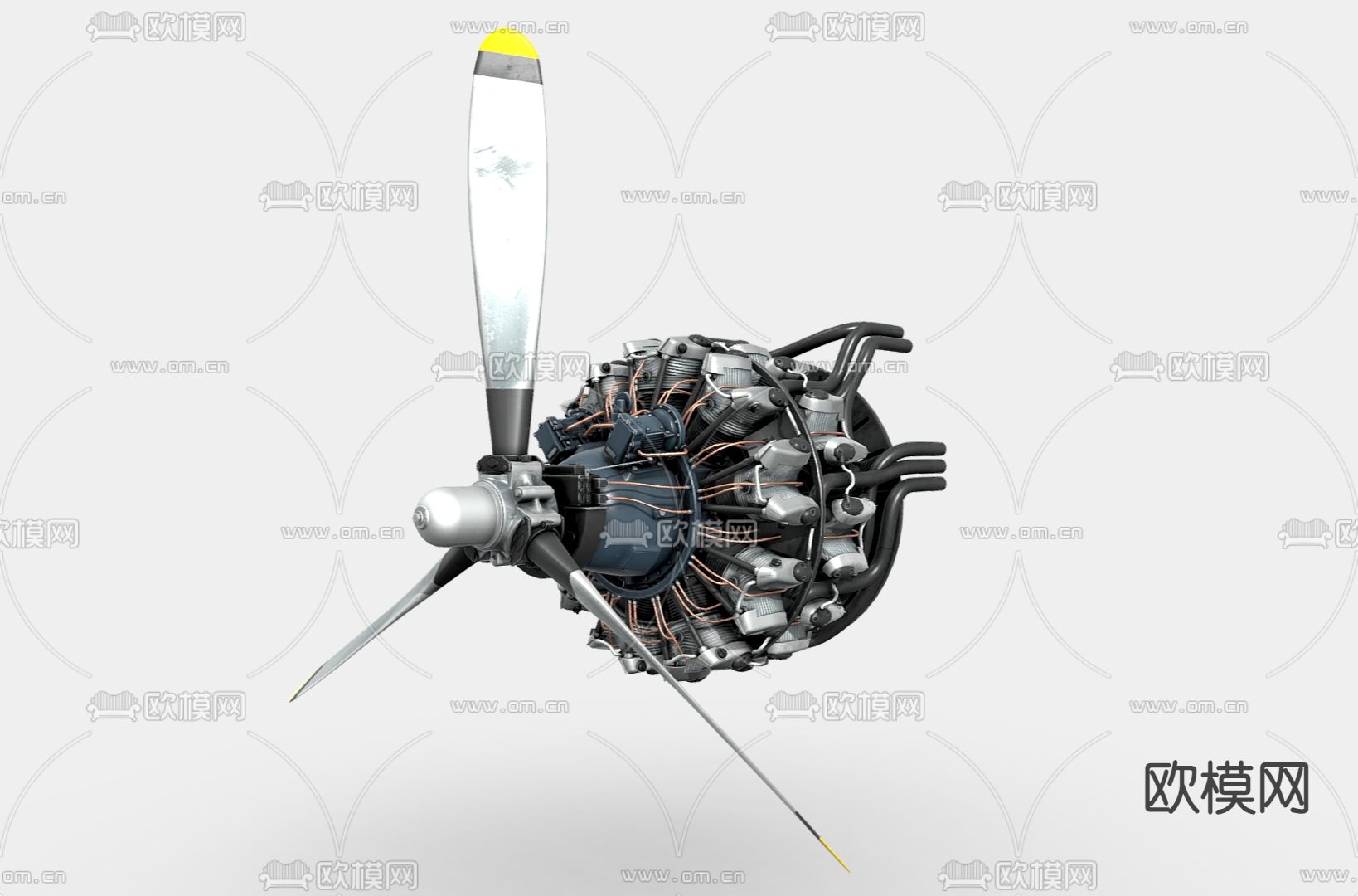 飞机引擎 飞机发动机 螺旋桨3d模型下载（渲染图1）