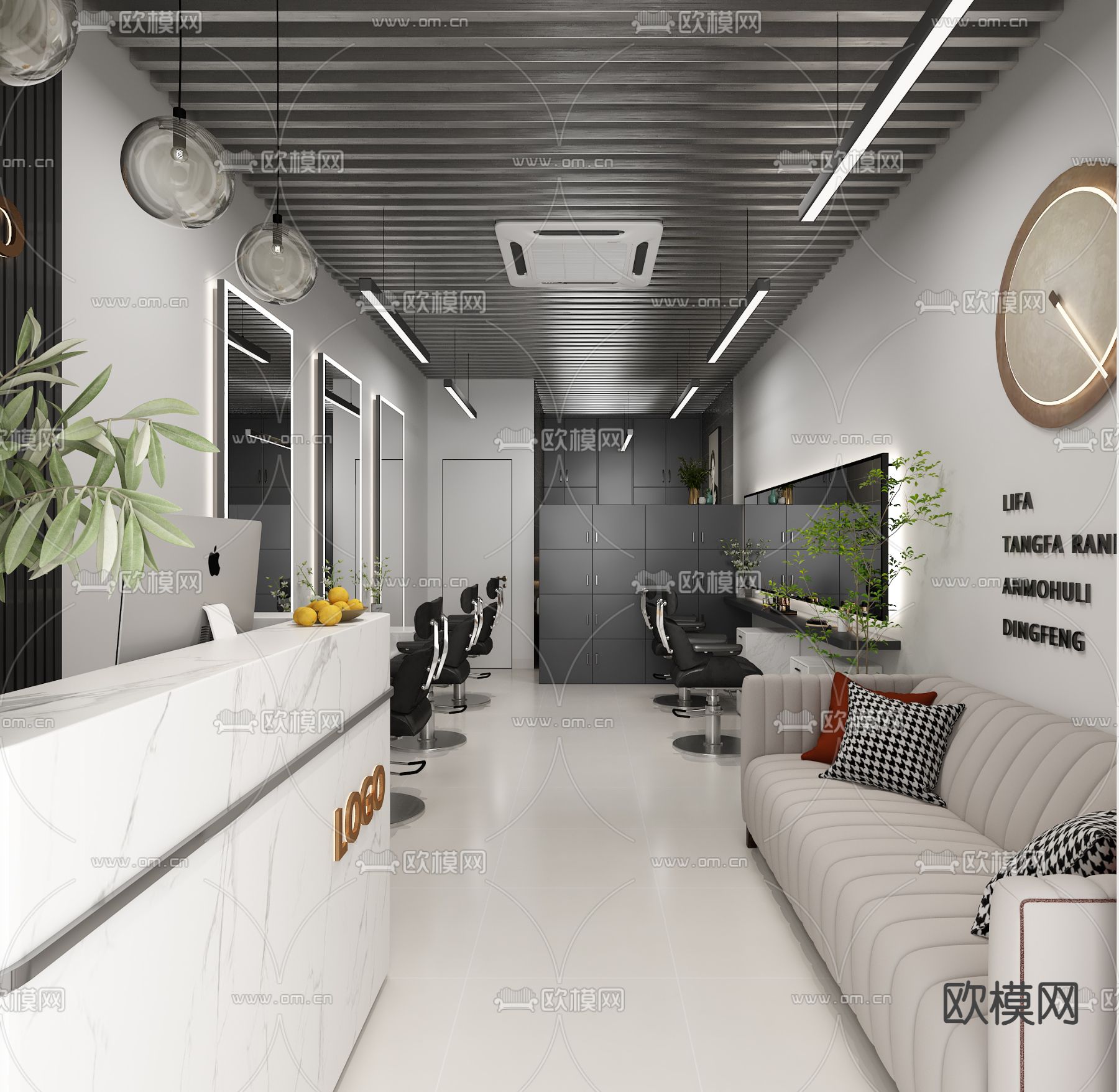 理发店 美发店3d模型下载（渲染图2）