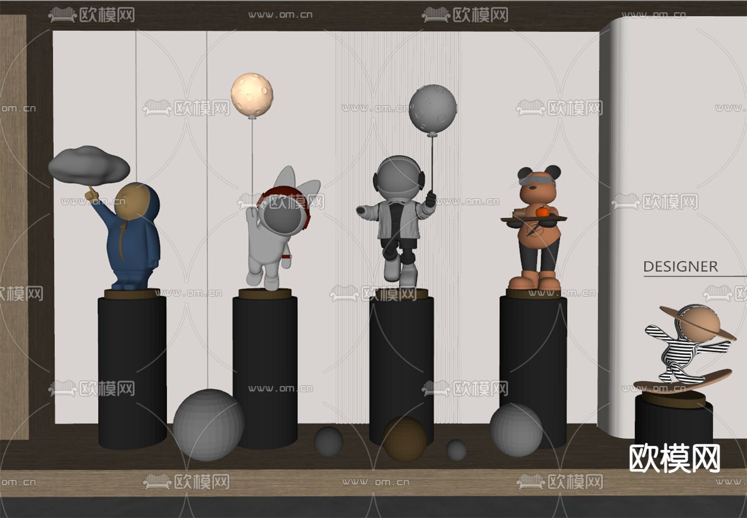 现代雕塑 潮玩公仔su模型下载（渲染图2）